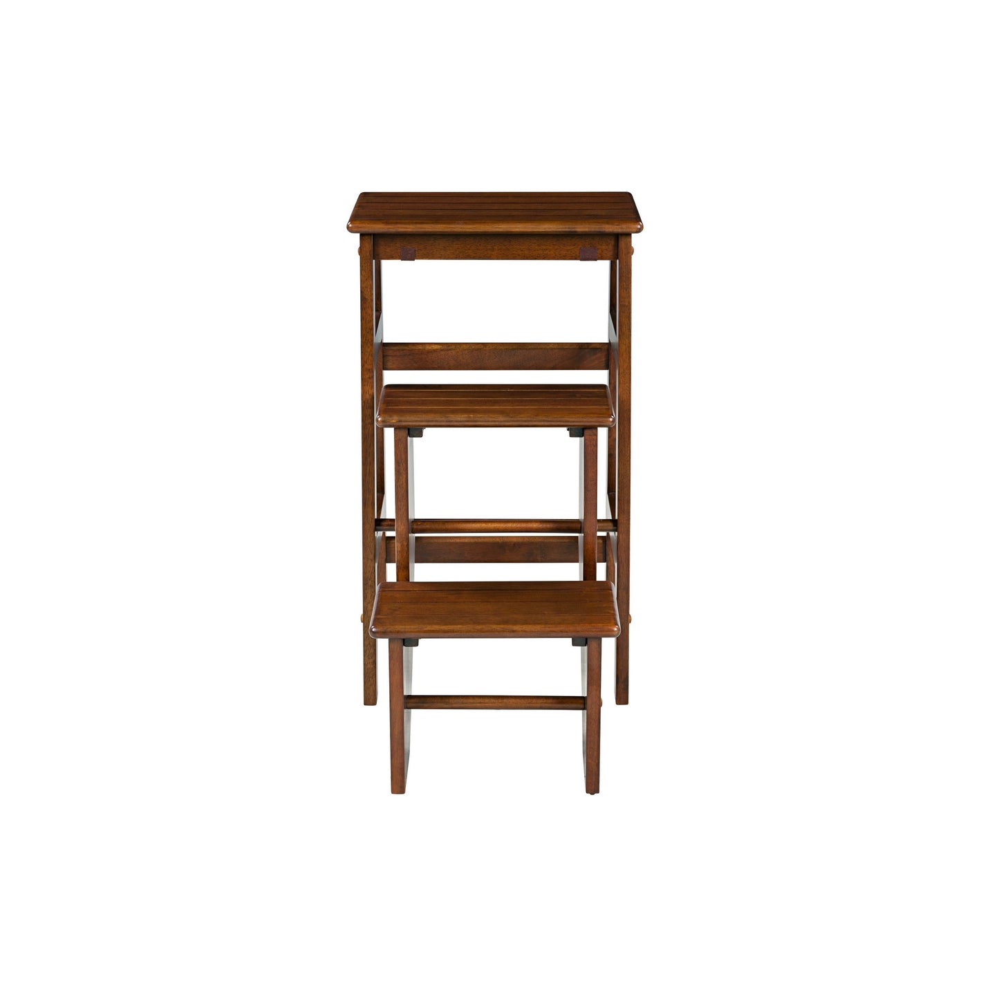 Nero 30 Inch Folding Step Stool 3 Tier Design Farmhouse Rich Brown Wood By Casagear Home BM311531