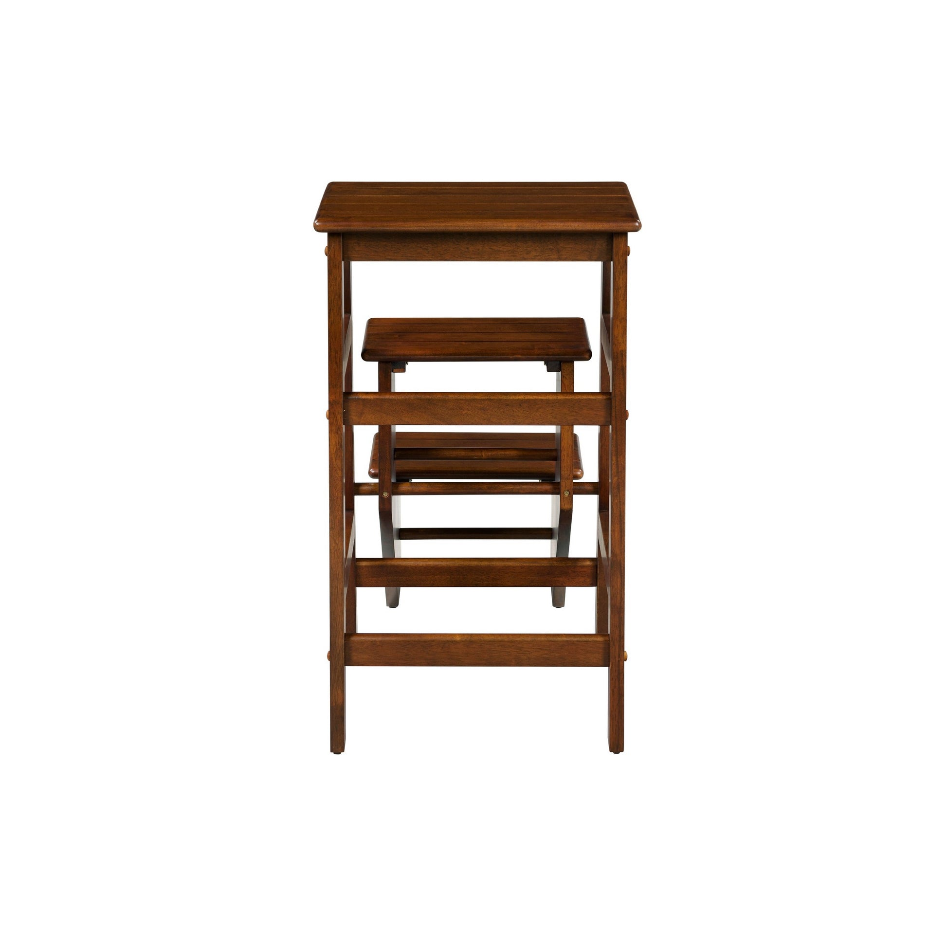 Nero 30 Inch Folding Step Stool 3 Tier Design Farmhouse Rich Brown Wood By Casagear Home BM311531