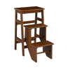 Nero 30 Inch Folding Step Stool 3 Tier Design Farmhouse Rich Brown Wood By Casagear Home BM311531