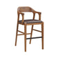 Rase 29 Inch Barstool Chair Faux Leather Seat Open Curved Back Brown By Casagear Home BM311532