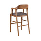 Rase 29 Inch Barstool Chair Faux Leather Seat Open Curved Back Brown By Casagear Home BM311532