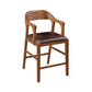 Rase 24 Inch Counter Stool Chair Faux Leather Open Back Brown Wood By Casagear Home BM311533