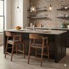 Rase 24 Inch Counter Stool Chair, Faux Leather, Open Back, Brown Wood By Casagear Home