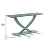 Rase 57 Inch Console Table Cross Leg Design Pedestal Base Gray Green By Casagear Home BM311536