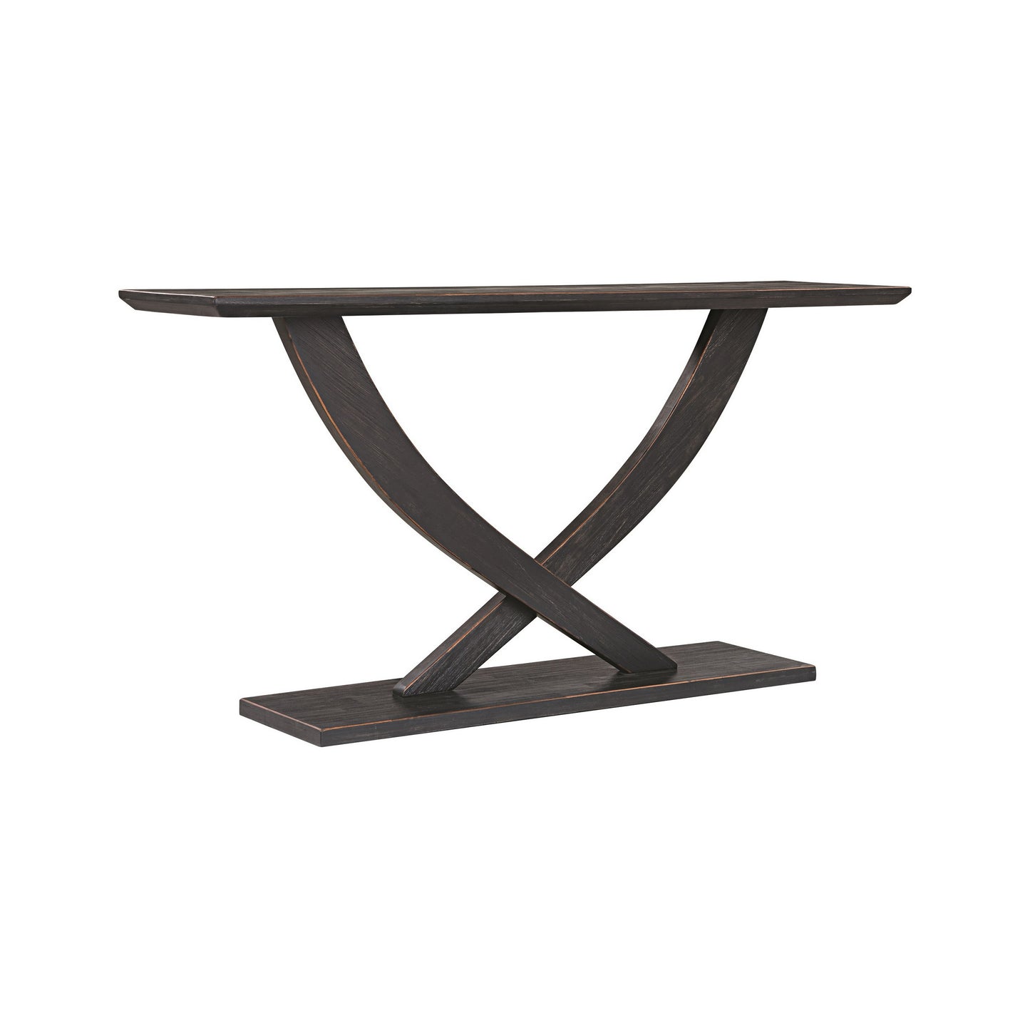 Rase 57 Inch Console Table Cross Leg Design Pedestal Base Black Wood By Casagear Home BM311537