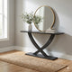 Rase 57 Inch Console Table, Cross Leg Design, Pedestal Base, Black Wood By Casagear Home
