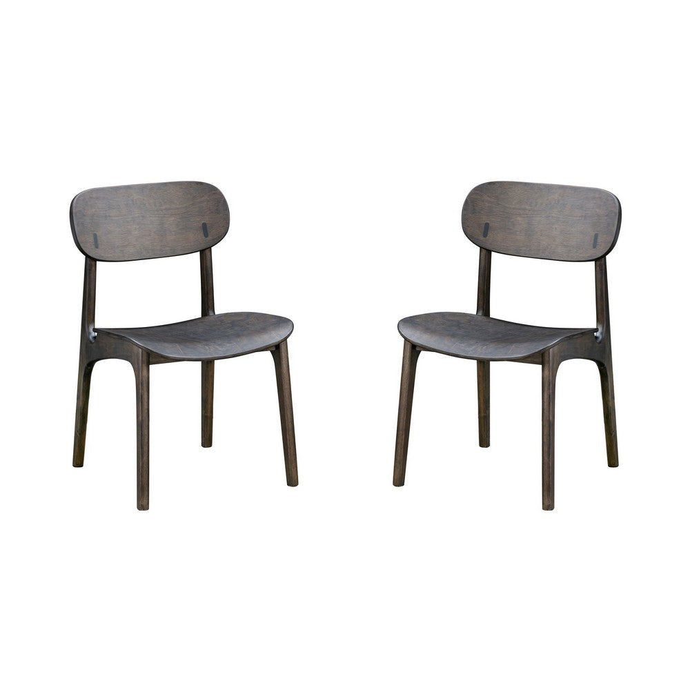 Seln 20 Inch Dining Chair Set of 2 Curved Seat Splayed Legs Gray By Casagear Home BM311538