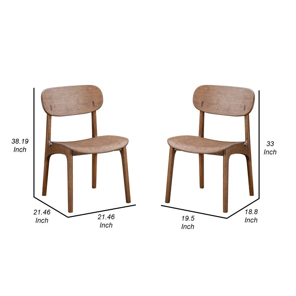 Seln 20 Inch Dining Chair Set of 2 Curved Seat Splayed Legs Dark Brown By Casagear Home BM311539