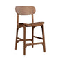 Seln 24 Inch Counter Stool Chair Curved Seat Open Back Dark Brown Wood By Casagear Home BM311543