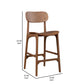 Seln 30 Inch Barstool Chair Curved Seat Open Back Dark Brown Wood By Casagear Home BM311544