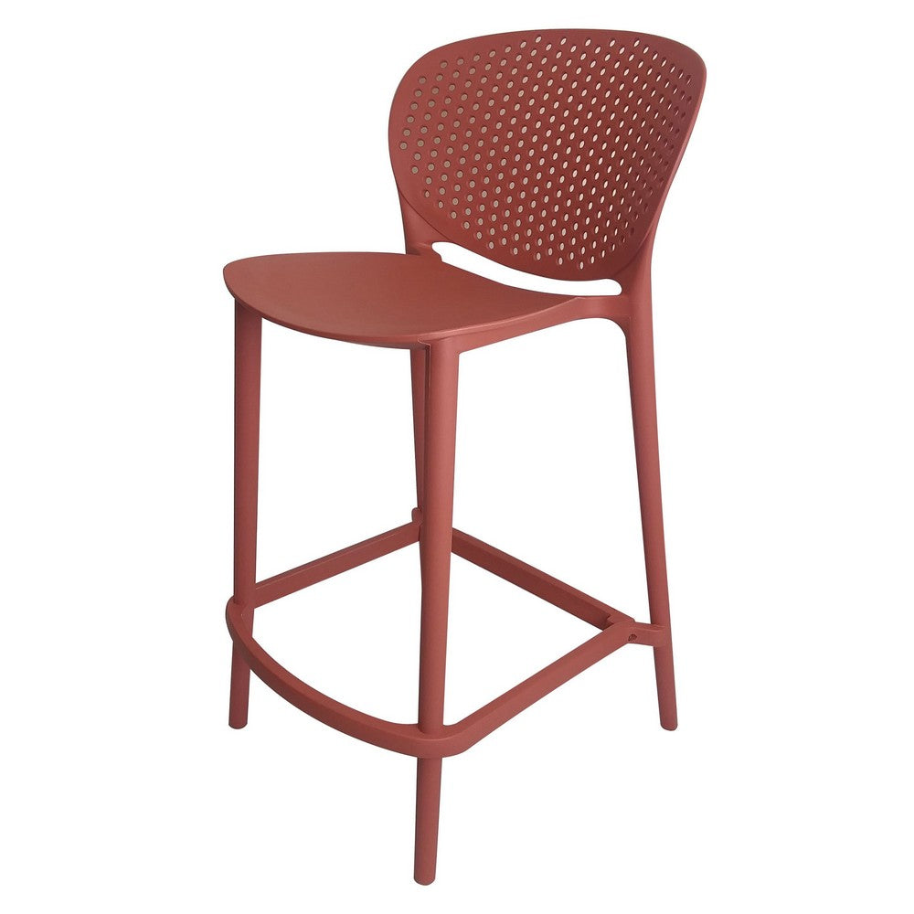 Celin 30 Inch Barstool Chair Set of 4 Stackable Mesh Curved Seat Orange By Casagear Home BM311549