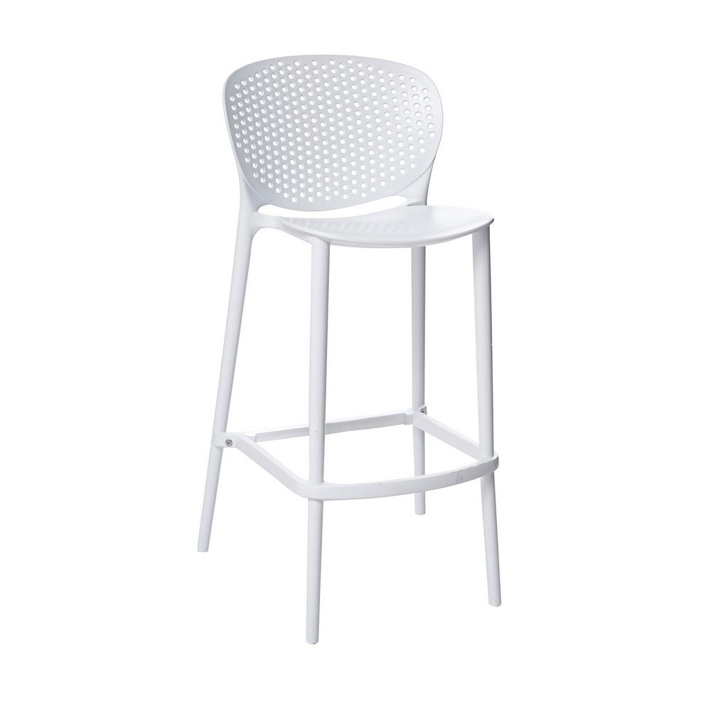 Celin 30 Inch Barstool Chair Set of 4 Stackable Mesh Curved Seat White By Casagear Home BM311550