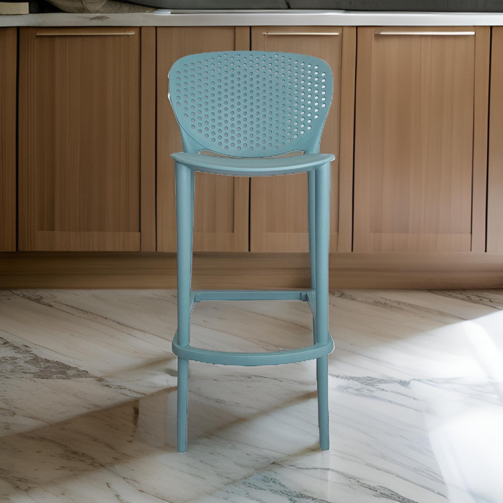 Celin 26 Inch Counter Stool Chair, Set of 4, Stackable, Mesh Back, Green By Casagear Home