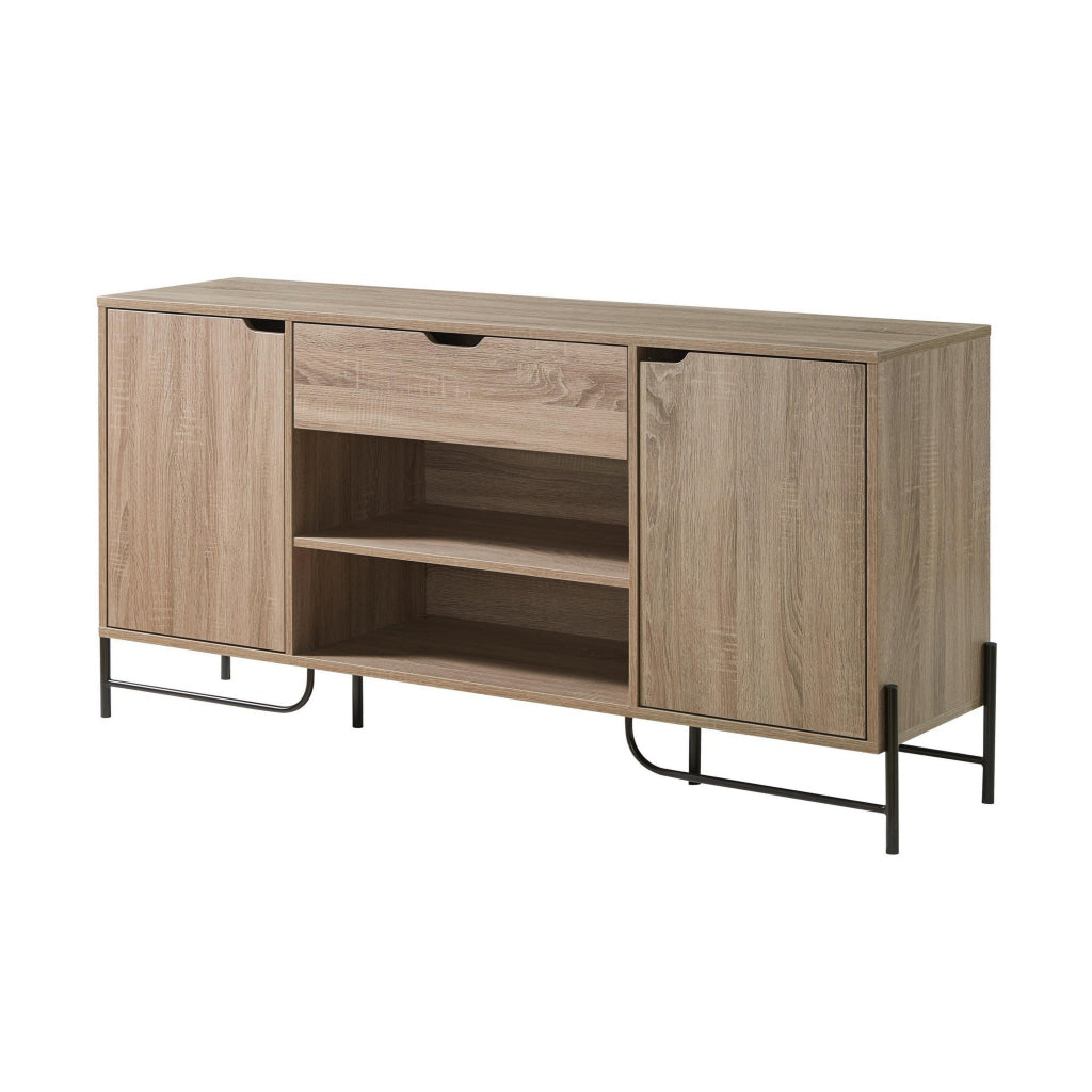 Bery 62 Inch TV Media Entertainment Console 2 Cabinets 1 Drawer Taupe By Casagear Home BM311563