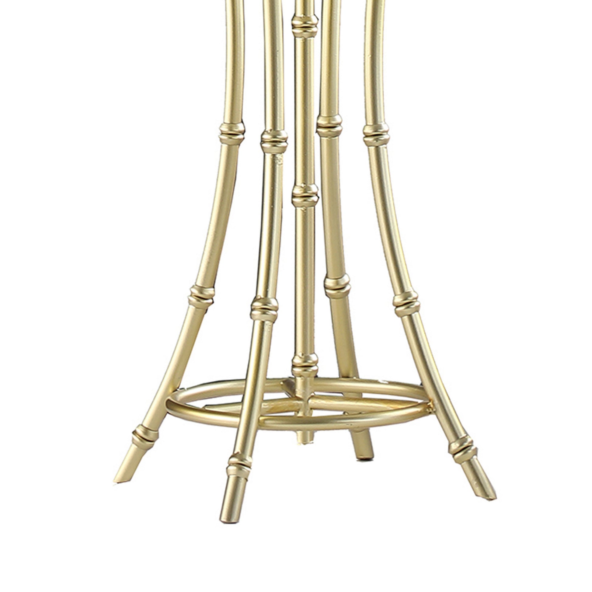 Lisi 29 Inch Table Lamp White Drum Shade Gold Mettalic Bamboo Style Base By Casagear Home BM311577