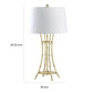 Lisi 29 Inch Table Lamp White Drum Shade Gold Mettalic Bamboo Style Base By Casagear Home BM311577