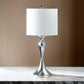 Omi 25 Inch Table Lamp, Drum White Shade, Sleek Slender Modern Chrome Body By Casagear Home