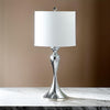 Omi 25 Inch Table Lamp, Drum White Shade, Sleek Slender Modern Chrome Body By Casagear Home