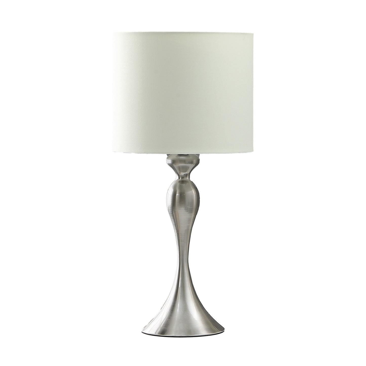 Omi 25 Inch Table Lamp Drum White Shade Sleek Modern Brushed Silver Body By Casagear Home BM311581