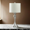 Omi 25 Inch Table Lamp, Drum White Shade, Sleek Modern Brushed Silver Body By Casagear Home