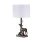 20 Inch Accent Table Lamp Dual Roe Deer Design White Drum Shade Bronze By Casagear Home BM311587