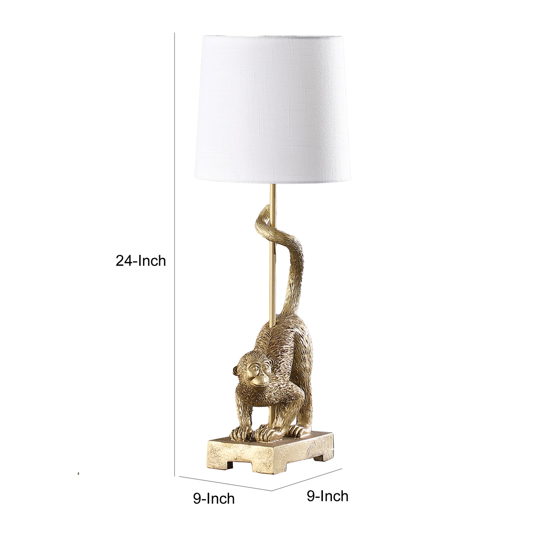 Ree 24 Inch Accent Table Lamp Monkey Resin Sculpture Drum Shade Gold By Casagear Home BM311588