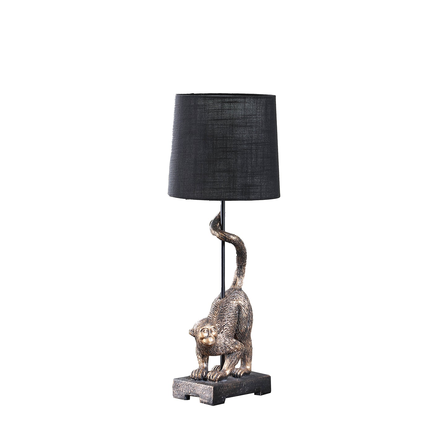 Ree 24 Inch Accent Table Lamp Monkey Resin Sculpture Drum Shade Bronze By Casagear Home BM311589