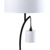 Jiya 29 Inch Arc Table Lamp Hanging Design 2 White Drum Shades Black By Casagear Home BM311590