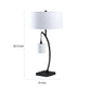 Jiya 29 Inch Arc Table Lamp Hanging Design 2 White Drum Shades Black By Casagear Home BM311590