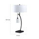 Jiya 29 Inch Arc Table Lamp Hanging Design 2 White Drum Shades Black By Casagear Home BM311590