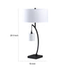 Jiya 29 Inch Arc Table Lamp Hanging Design 2 White Drum Shades Black By Casagear Home BM311590