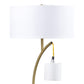 Jiya 29 Inch Arc Table Lamp Hanging Design 2 White Drum Shades Gold By Casagear Home BM311591