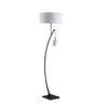 Jiya 59 Inch Arc Floor Lamp Hanging Design 2 White Drum Shades Black By Casagear Home BM311592