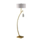 Jiya 59 Inch Arc Floor Lamp Hanging Design 2 White Drum Shades Gold By Casagear Home BM311593