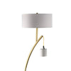 Jiya 59 Inch Arc Floor Lamp Hanging Design 2 White Drum Shades Gold By Casagear Home BM311593