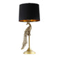 29 Inch Peacock Table Lamp Gold Polyresin Sculpture Black Drum Shade By Casagear Home BM311595