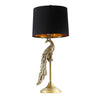29 Inch Peacock Table Lamp Gold Polyresin Sculpture Black Drum Shade By Casagear Home BM311595