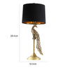 29 Inch Peacock Table Lamp Gold Polyresin Sculpture Black Drum Shade By Casagear Home BM311595