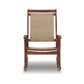 Emin 38 Inch Rocking Chair Outdoor Resin Wicker Seat Brown Wood Frame By Casagear Home BM311596