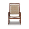 Emin 38 Inch Rocking Chair Outdoor Resin Wicker Seat Brown Wood Frame By Casagear Home BM311596