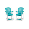 Ely 24 Inch Counter Stool Chair Set of 2 Outdoor Slatted Gray White By Casagear Home BM311599