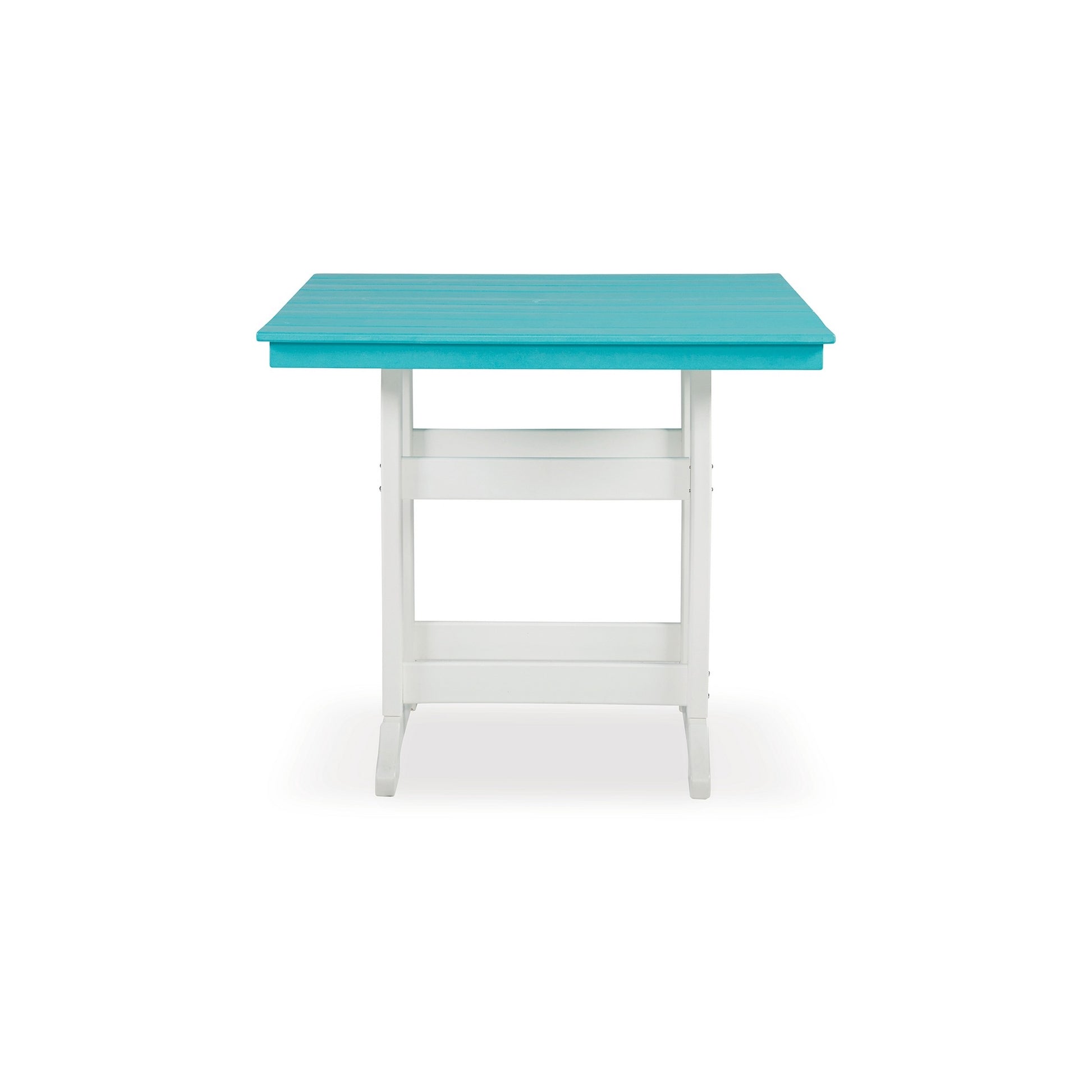 Ely 42 Inch Counter Height Dining Table Outdoor Slatted Turquoise White By Casagear Home BM311600