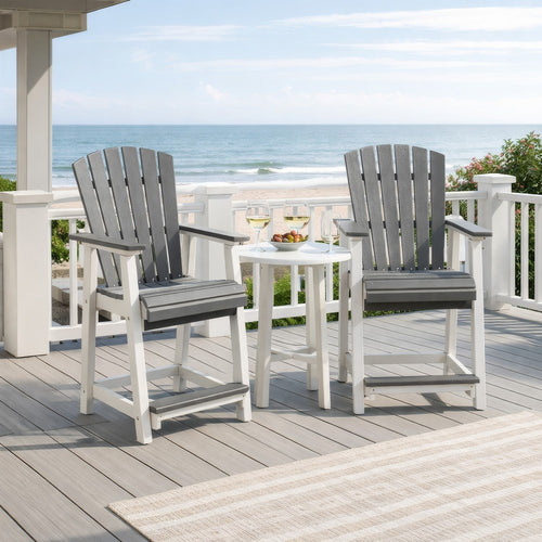 Ashley 24" Counter Stool Armchair Set of 2, Outdoor, Gray, White