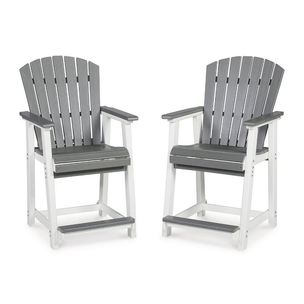 Ashley 24" Counter Stool Armchair Set of 2, Outdoor, Gray, White