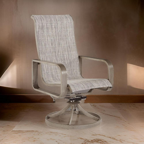 Ashley Beln 28" Swivel Armchair Set of 2, Outdoor, Beige Sling