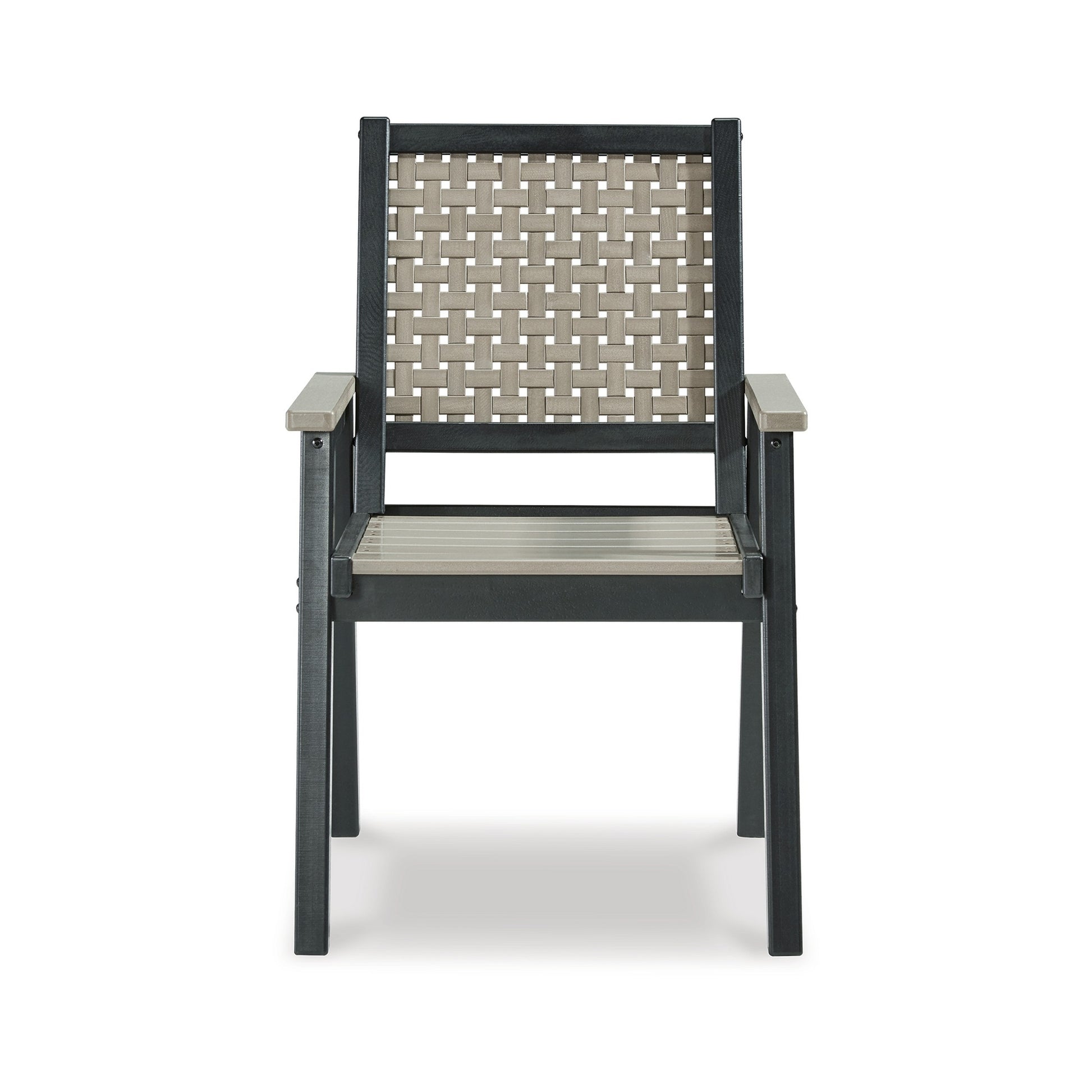 Mide 27 Inch Outdoor Dining Armchair Set of 2 Modern Beige and Black By Casagear Home BM311615