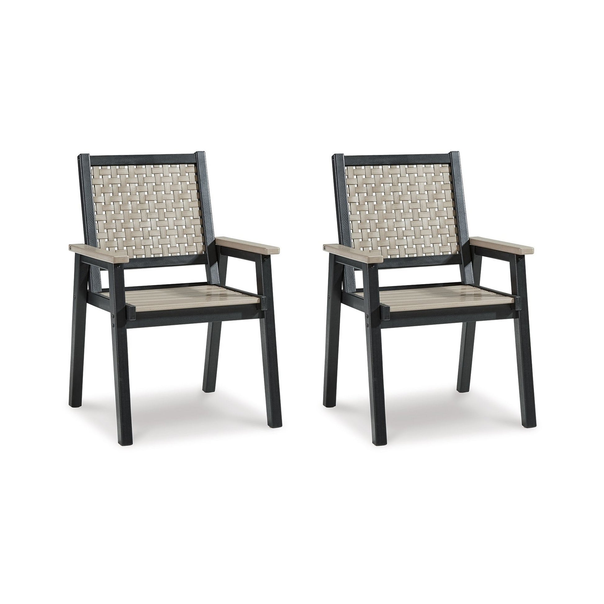 Mide 27 Inch Outdoor Dining Armchair Set of 2 Modern Beige and Black By Casagear Home BM311615