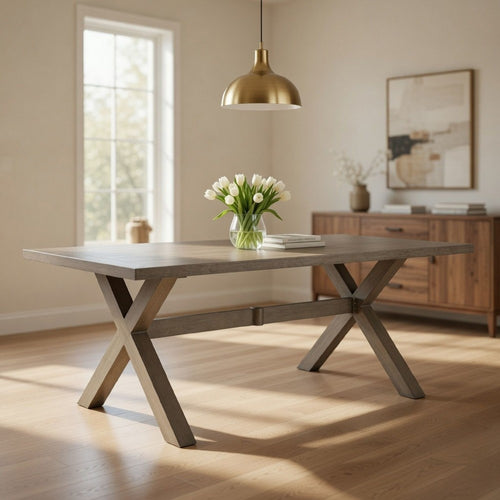 Ashley Beln 80" Outdoor Dining Table, Rectangular, Aluminum, Beige