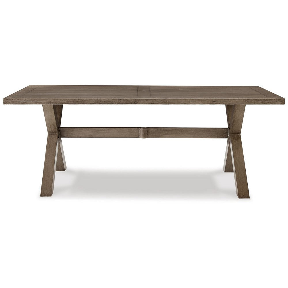 Ashley Beln 80’’ Outdoor Dining Table Rectangular Aluminum Beige BM311622