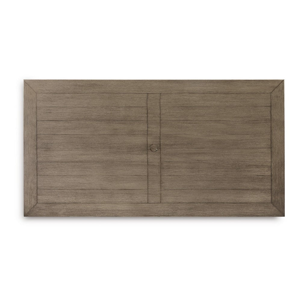 Ashley Beln 80’’ Outdoor Dining Table Rectangular Aluminum Beige BM311622